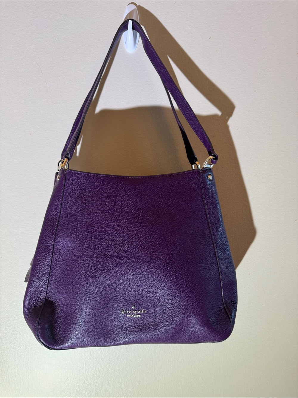 Kate Spade New York Purple Pebbled Leather Hobo Shoulder Bag